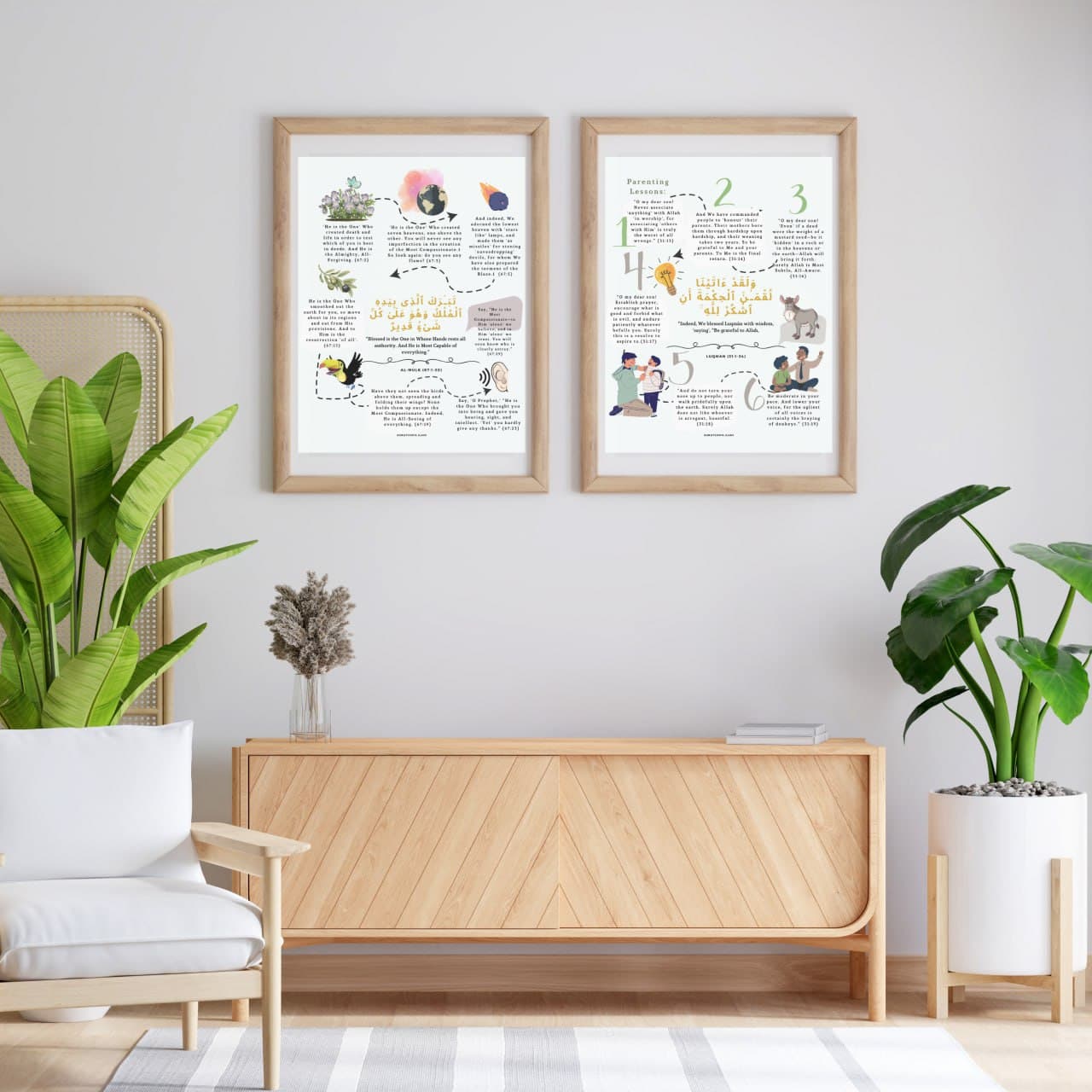 9 Printable Islamic Wall Art (Summary of 9 surah (chapter) in the Quran)